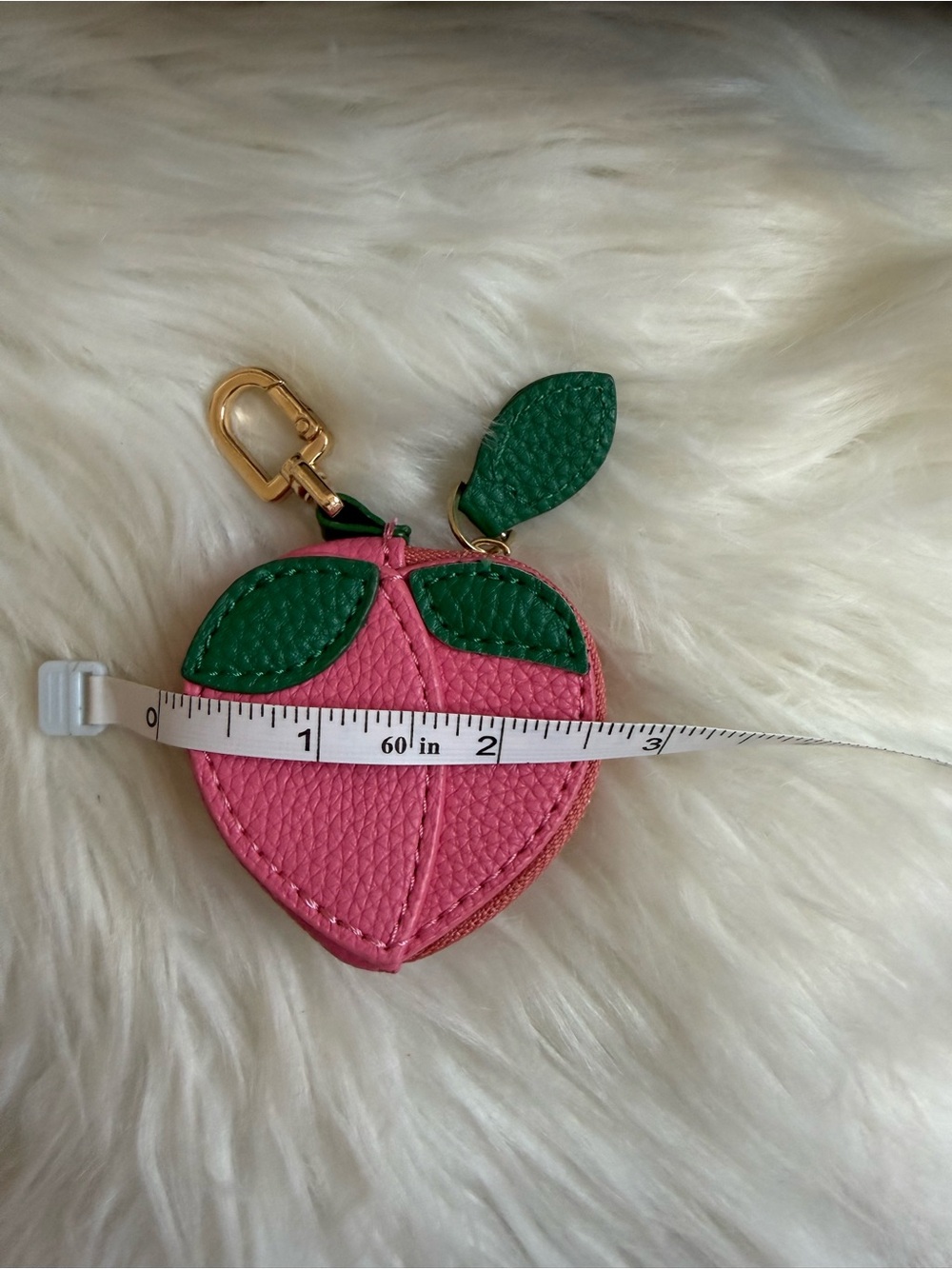 Pink Peach Leather Bag Charm Keychain - Picture 5 of 6